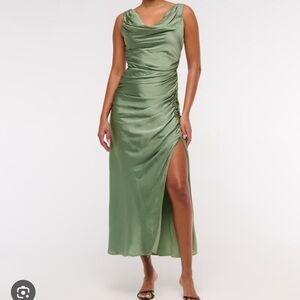 Abercrombie & Fitch Sage Cowl Neck Draped Maxi Dress